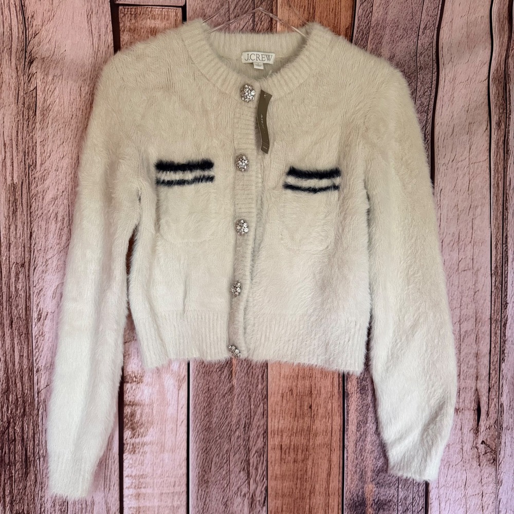 J.Crew Sweater Lady Jacket Brushed Yarn Cardigan Light Birch Winter Small NWT